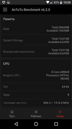 бенчмарк antutu для смартфона alcatel idol 4 - информация