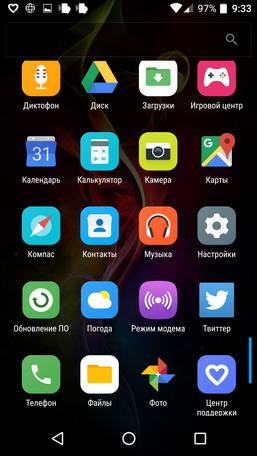 Предустановленные приложения на смартфоне Alcatel Idol 4