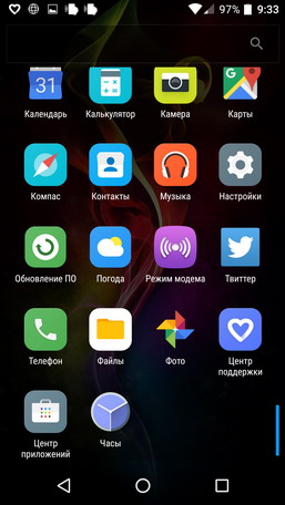 Предустановленные приложения на смартфоне Alcatel Idol 4