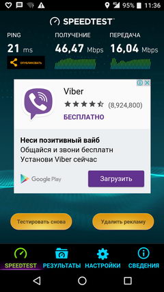Скорость интернета в телефоне alcatel idol 4