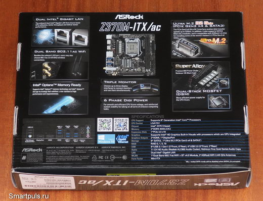 Упаковка материнской платы ASRock Z370M-ITX/ac