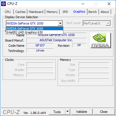 Утилита CPU-Z, данные процессора Intel Core i5-8300H в ноутбуке ASUS FX705
