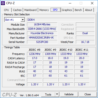 Утилита CPU-Z, данные процессора Intel Core i7-8750H в ноутбуке ASUS ROG Zephyrus M GM501GS