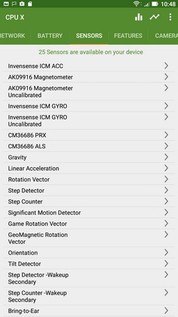 Смартфон Asus Zenfone 3 Ultra - информация о датчиках