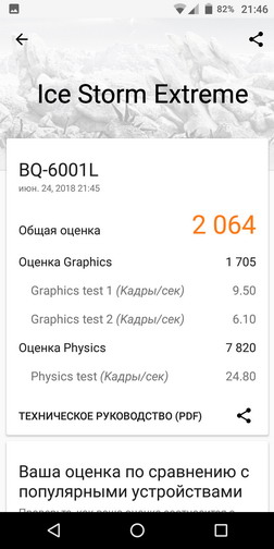 Тест 3dmark ice storm extreme на BQ-6001L Jumbo (тест и обзор смартфона)