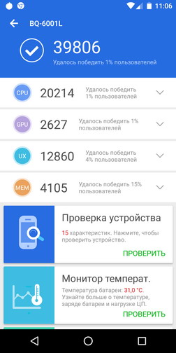 Тест antutu для смартфона BQ-6001L Jumbo - результаты