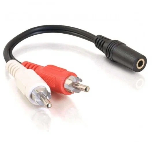 Кабель переходник гнездо 3,5 мм stereo - 2 штекера RCA