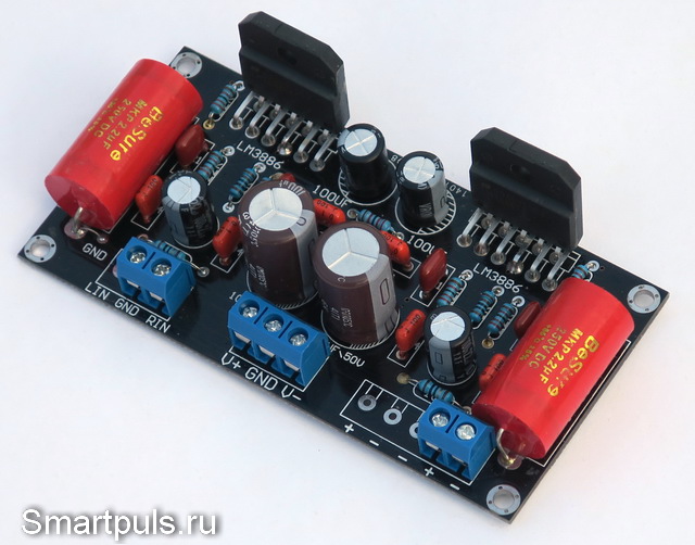 Тест и обзор мостового усилителя мощности звуковой частоты (1x136 W) класса AB на микросхеме LM3886 (LM3886TF)