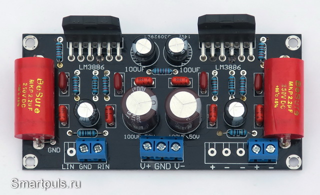 Тест и обзор мостового усилителя мощности звуковой частоты (1x136 W) класса AB на микросхеме LM3886 (LM3886TF)