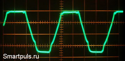 Осциллограмма напряжения на выходе микросхемы усилителя мощности звуковой частоты D-класса PAM8403