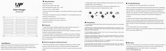Инструкция (руководство пользователя) солнечной панели Allpowers