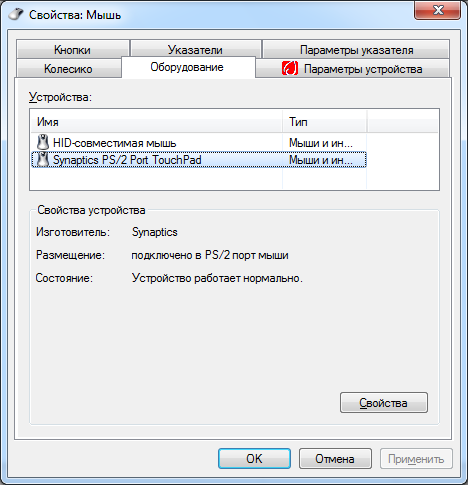 Драйвер тачпада Synaptics