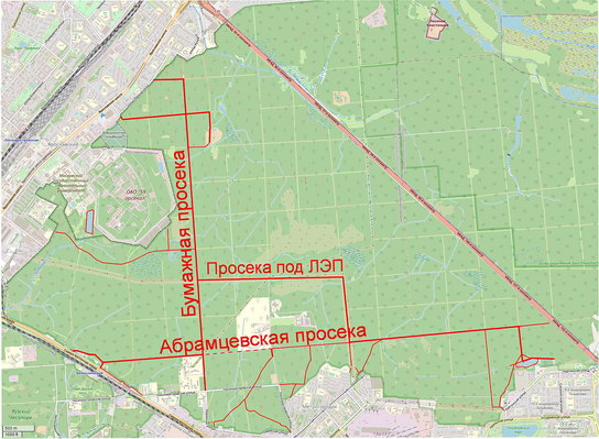 &nbsp;Схема асфальтовых дорожек в парке Лосиный Остров