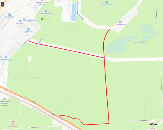 Схема незаконной дороги в Лосином Острове