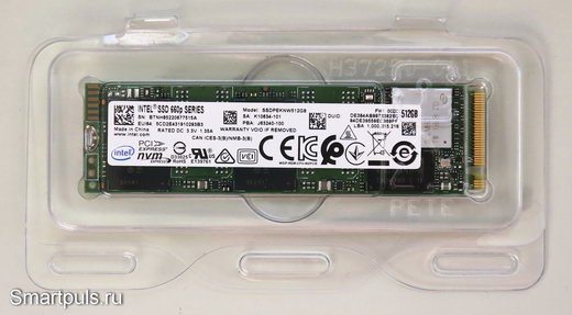 Упаковка накопителя SSD Intel SSDPEKNW512G8X1 на 512 ГБ (серия &nbsp;Intel 660p)