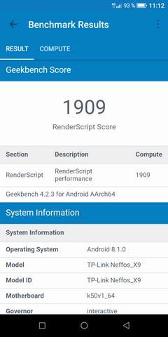 Geekbench на Neffos X9
