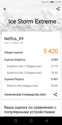 Тест 3dmark ice storm extreme на Neffos X9 (тест и обзор смартфона)