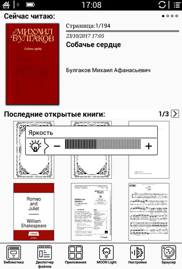 Настройка яркости подсветки в букридере Onyx Boox Chronos