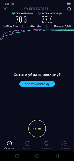 Скорость интернета в телефоне OPPO RX17 Neo