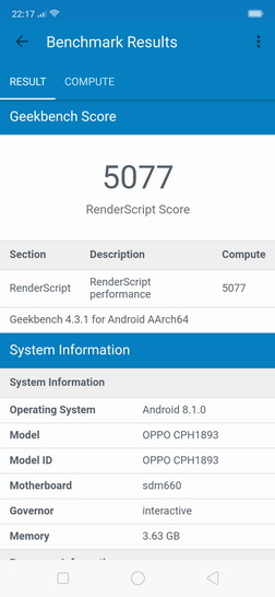 Geekbench на OPPO RX17 Neo