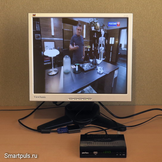 подключение TV-приставки DVB-T2 через переходник HDMI-VGA к монитору