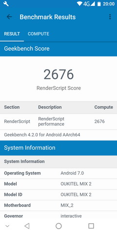 geekbench - результаты на Oukitel Mix 2