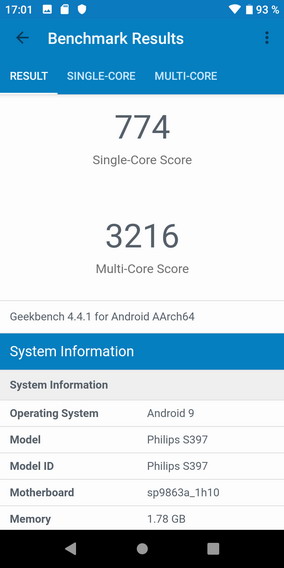 Geekbench на Philips S397
