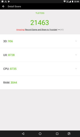 Результат теста в Antutu планшета Philips TLE722G