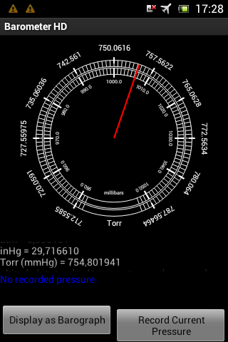 Barometer HD - приложение для смартфонов с датчиком атмосферного давления