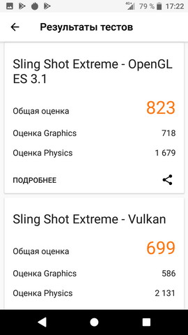 Тест Sling Shot Extreme на телефоне sony xperia xa2
