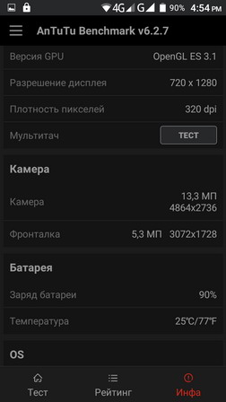 Тест (бенчмарк) antutu для смартфона Uhans U100 - информация