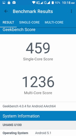 Тест (бенчмарк) geekbench для смартфона Uhans U100