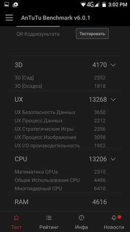 Результаты UleFone Power в antutu