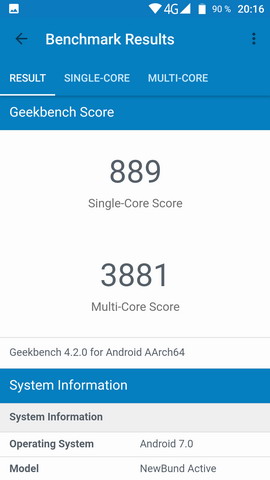 Бенчмарк Geekbench на Vernee Active