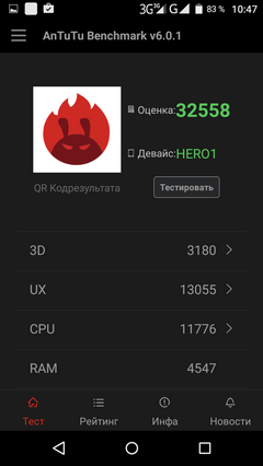бенчмарк antutu для смартфона zopo hero 1 - результаты