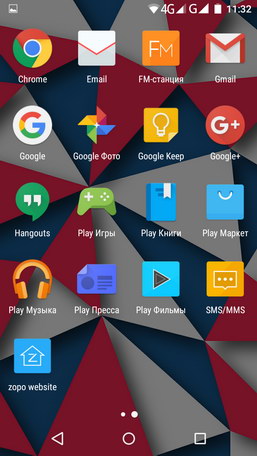 Предустановленные приложения на Zopo hero 1