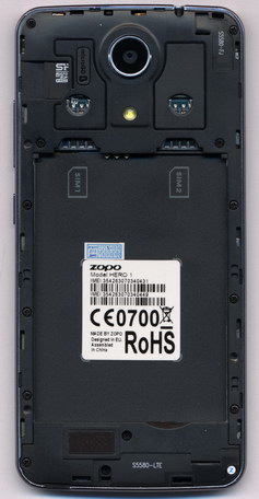 Смартфон Zopo Hero1 со снятой задней крышкой